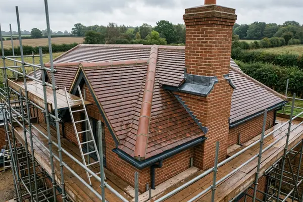 Illustration of a new roof being fitted